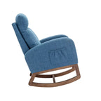 Sedia a dondolo imbottita da 27" con gambe in legno e tasche laterali