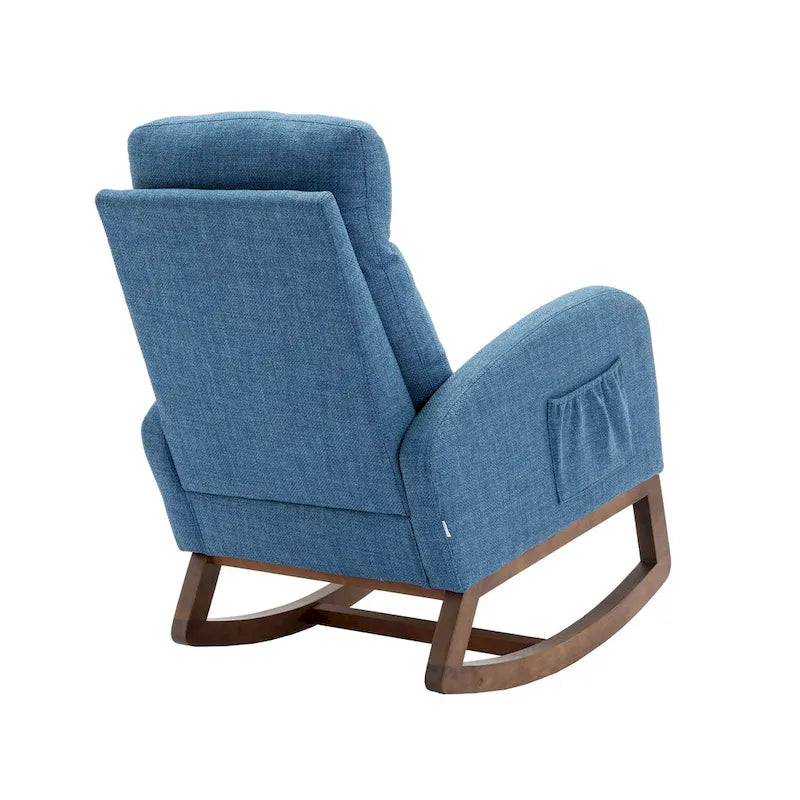 Sedia a dondolo imbottita da 27" con gambe in legno e tasche laterali