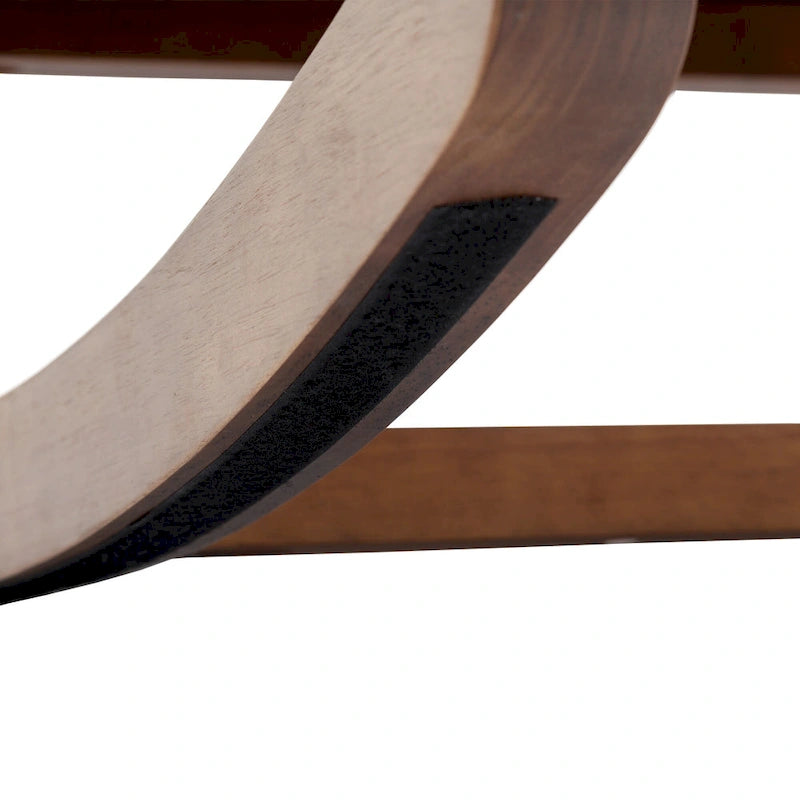 Sedia a dondolo imbottita da 27" con gambe in legno e tasche laterali