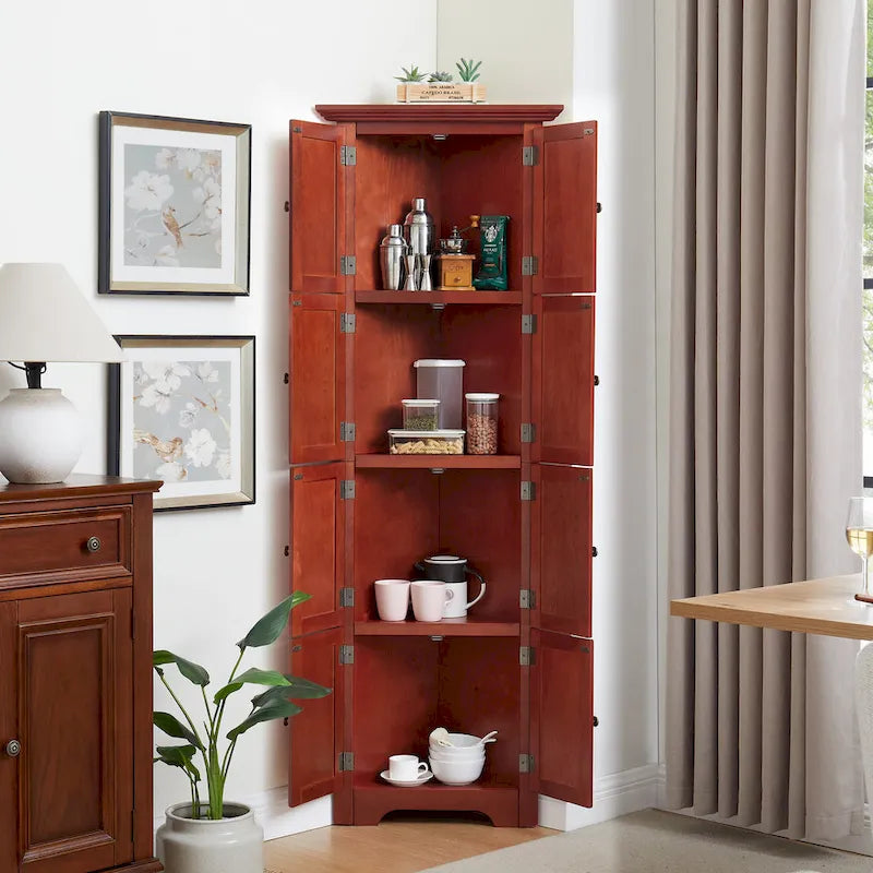 Dispensa angolare da cucina con 8 ante e ripiani regolabili, altezza 183 cm
