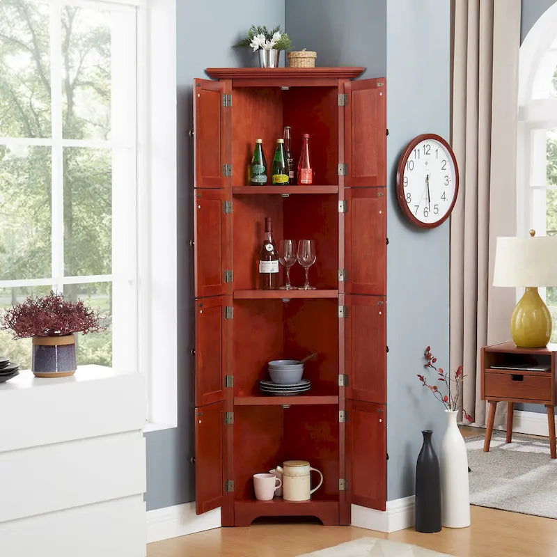 Dispensa angolare da cucina con 8 ante e ripiani regolabili, altezza 183 cm