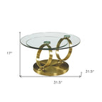 Tavolino da caffè rotondo in vetro e metallo da 32"