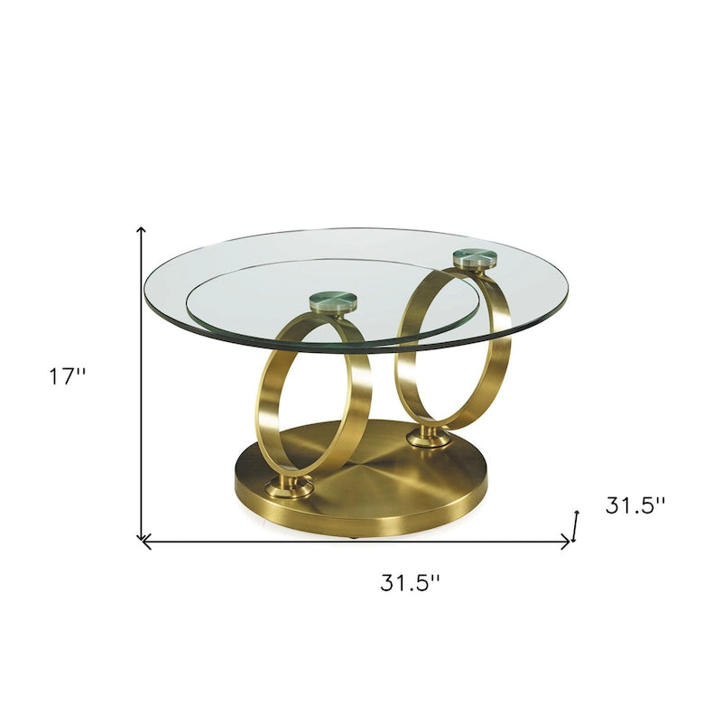 Tavolino da caffè rotondo in vetro e metallo da 32"