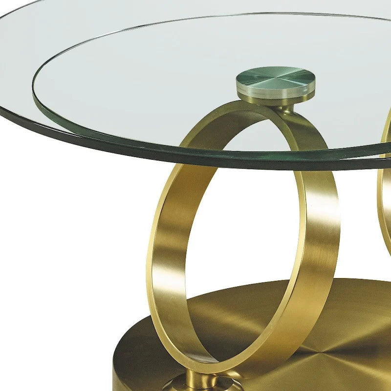Tavolino da caffè rotondo in vetro e metallo da 32"