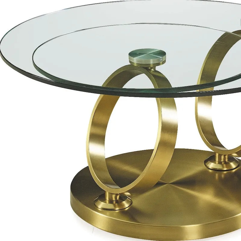 Tavolino da caffè rotondo in vetro e metallo da 32"