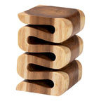 Tavolino Intagliato a Mano in Legno di Suar con Design Scultoreo a Traforo