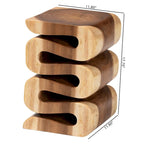 Tavolino Intagliato a Mano in Legno di Suar con Design Scultoreo a Traforo