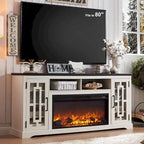 Farmhouse Fireplace TV Stand for 80 Inch TV, Entertainment Center