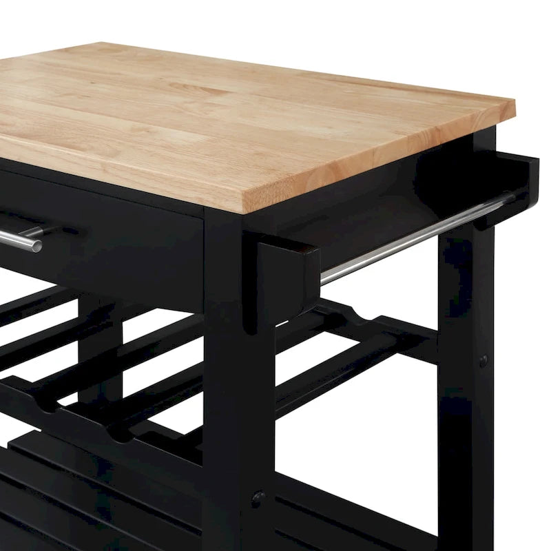 Carrello da Cucina a 4 Ripiani con Tagliere, Cassetto e Portabottiglie