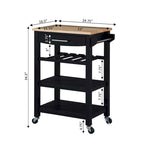 Carrello da Cucina a 4 Ripiani con Tagliere, Cassetto e Portabottiglie