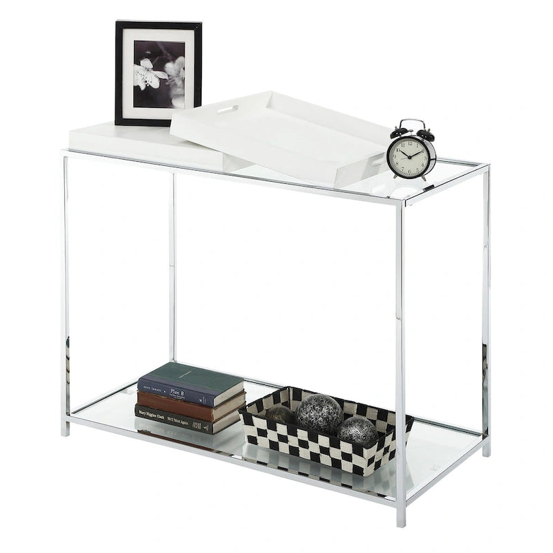Tavolino Console con Ripiano e Vassoi Rimovibili