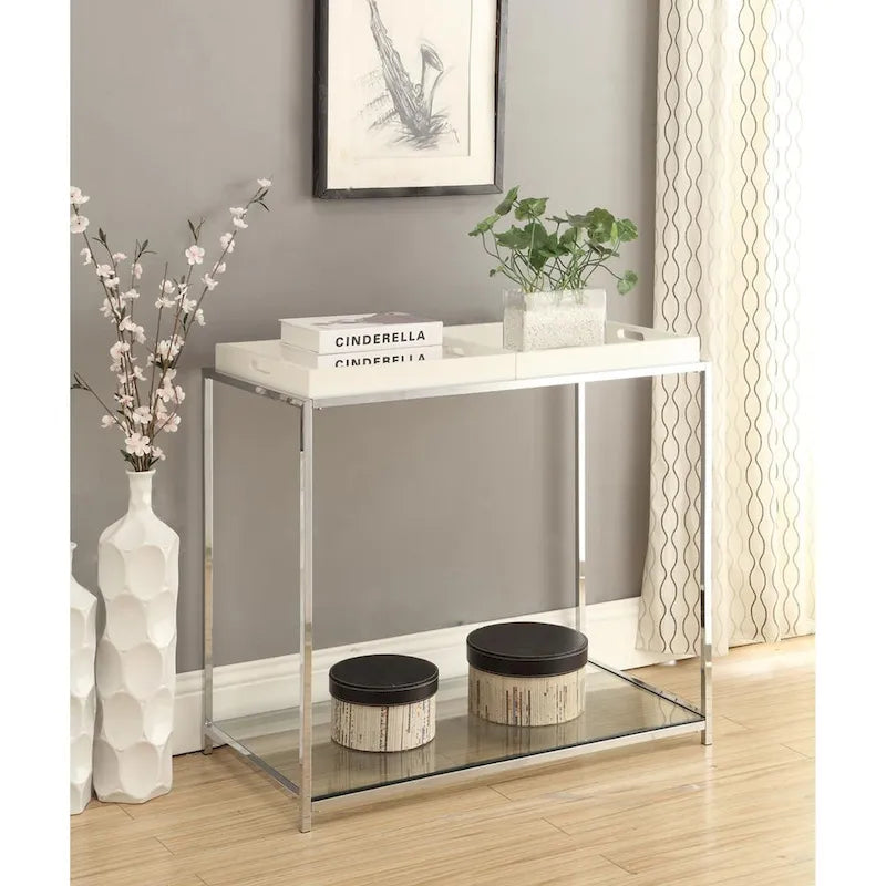Tavolino Console con Ripiano e Vassoi Rimovibili