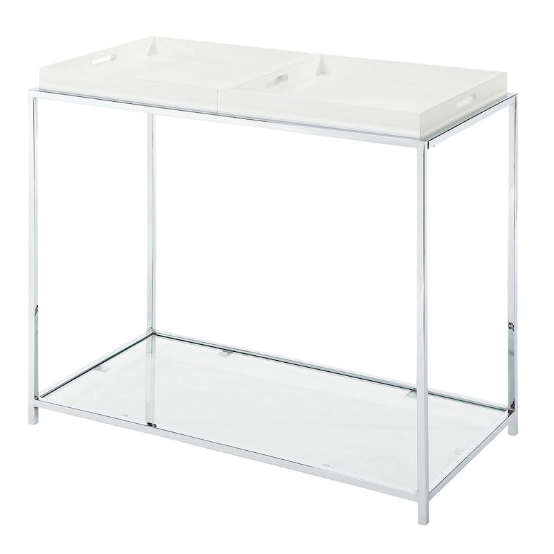 Tavolino Console con Ripiano e Vassoi Rimovibili