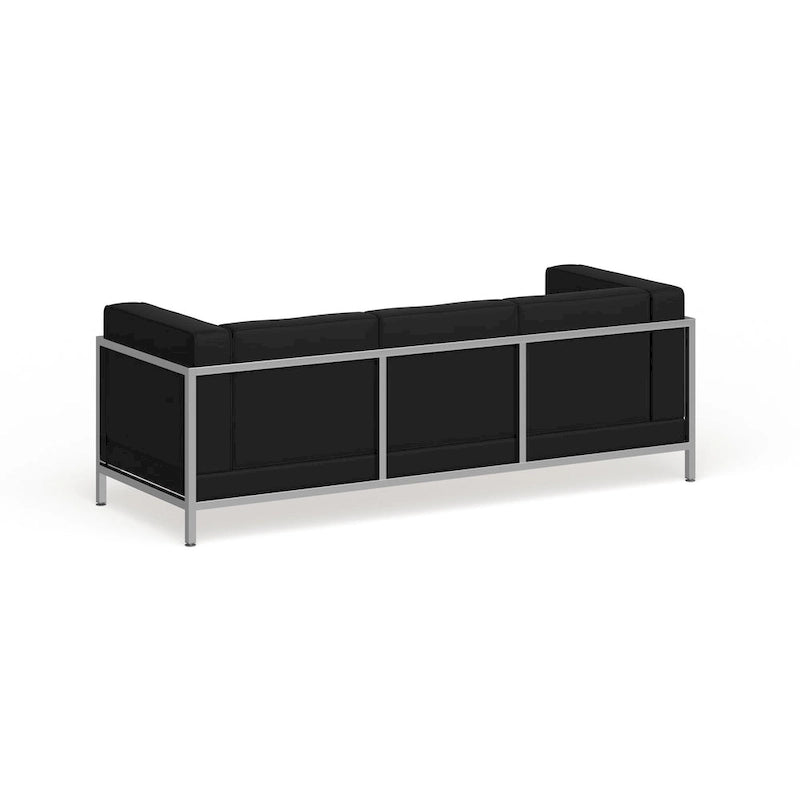 Divano modulare imbottito con seduta trapuntata e struttura in acciaio inossidabile, 79L x 28.75P x 27.25A