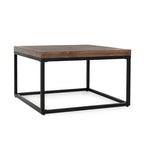 Tavolino da caffè quadrato con piano in legno a spina di pesce - 18Hx30Wx30P