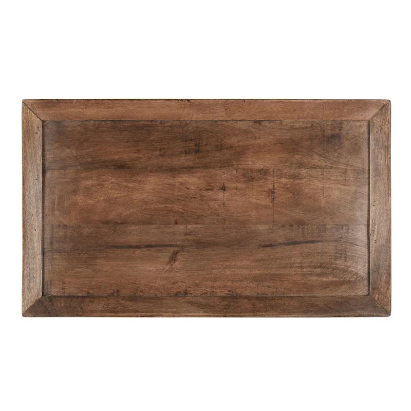 Tavolino finale a 1 cassetto in legno di mango marrone