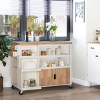 Carrello da cucina con piano in legno e cassetti