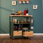 Carrello da cucina con piano in legno e cassetti