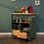 Carrello da cucina con piano in legno e cassetti