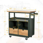 Carrello da cucina con piano in legno e cassetti
