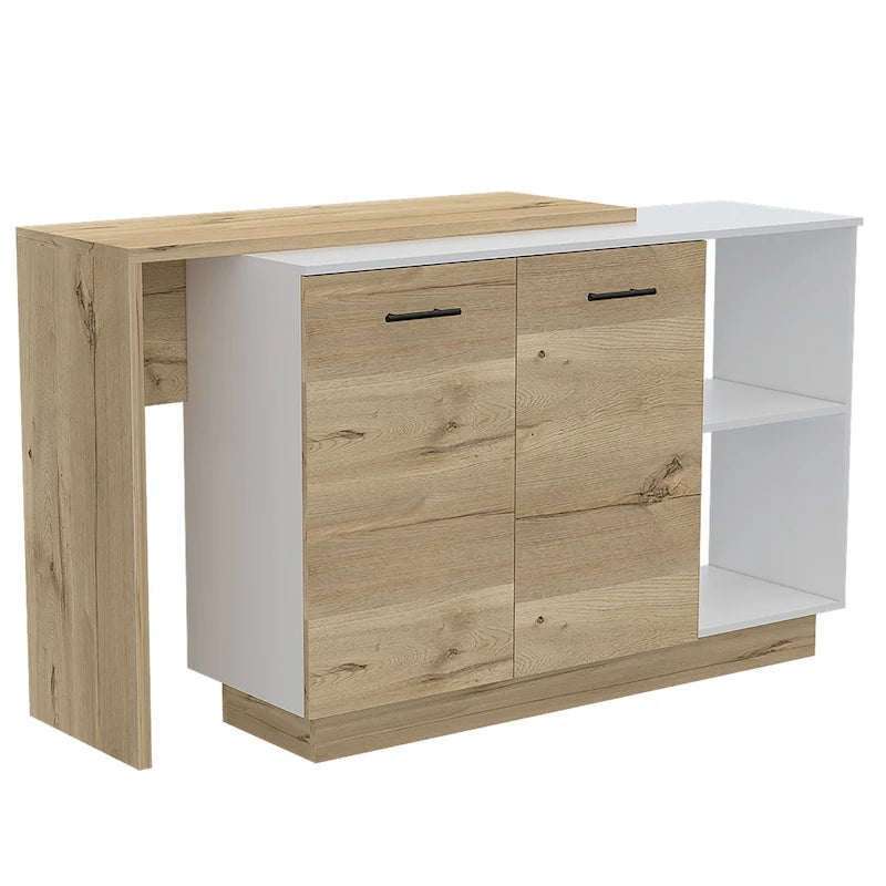 Sicilia Kitchen Island con 2 Ripiani Aperti, Armadio a Doppia Anta e 3 Ripiani Interni