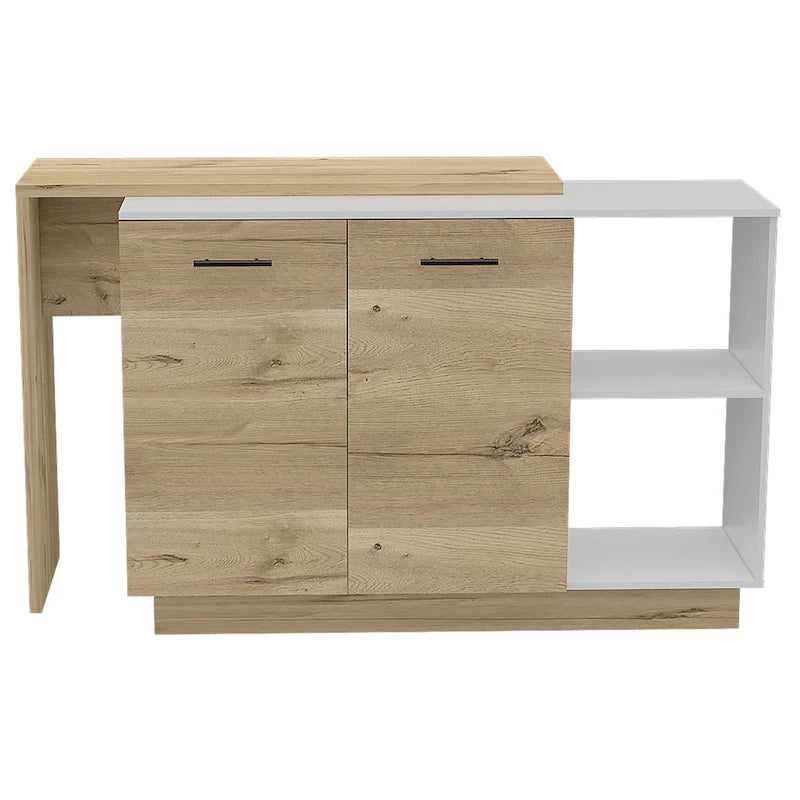 Sicilia Kitchen Island con 2 Ripiani Aperti, Armadio a Doppia Anta e 3 Ripiani Interni