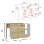 Sicilia Kitchen Island con 2 Ripiani Aperti, Armadio a Doppia Anta e 3 Ripiani Interni