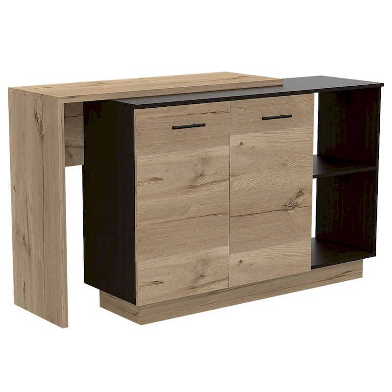 Sicilia Kitchen Island con 2 Ripiani Aperti, Armadio a Doppia Anta e 3 Ripiani Interni
