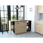 Sicilia Kitchen Island con 2 Ripiani Aperti, Armadio a Doppia Anta e 3 Ripiani Interni