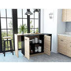 Sicilia Kitchen Island con 2 Ripiani Aperti, Armadio a Doppia Anta e 3 Ripiani Interni