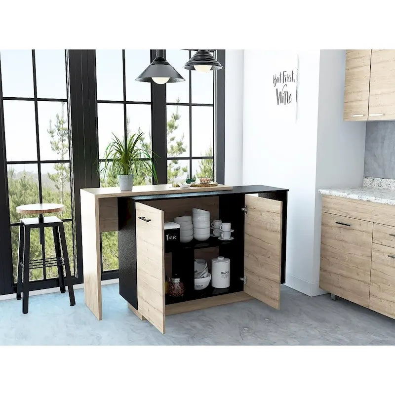 Sicilia Kitchen Island con 2 Ripiani Aperti, Armadio a Doppia Anta e 3 Ripiani Interni