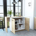 Sicilia Kitchen Island con 2 Ripiani Aperti, Armadio a Doppia Anta e 3 Ripiani Interni