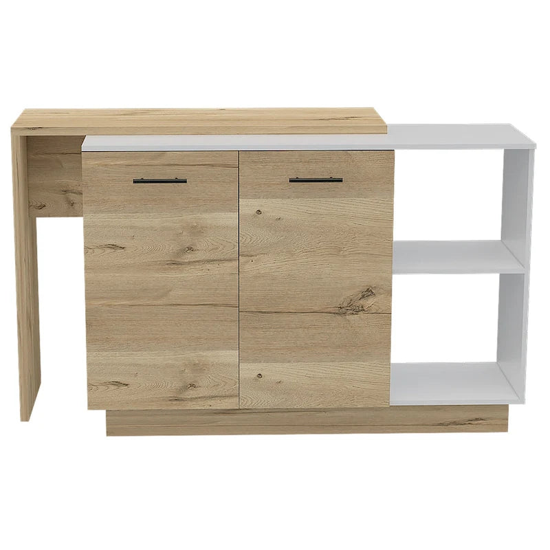Sicilia Kitchen Island con 2 Ripiani Aperti, Armadio a Doppia Anta e 3 Ripiani Interni