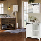 Mobiletto da bagno in legno MDF bianco con anta scorrevole