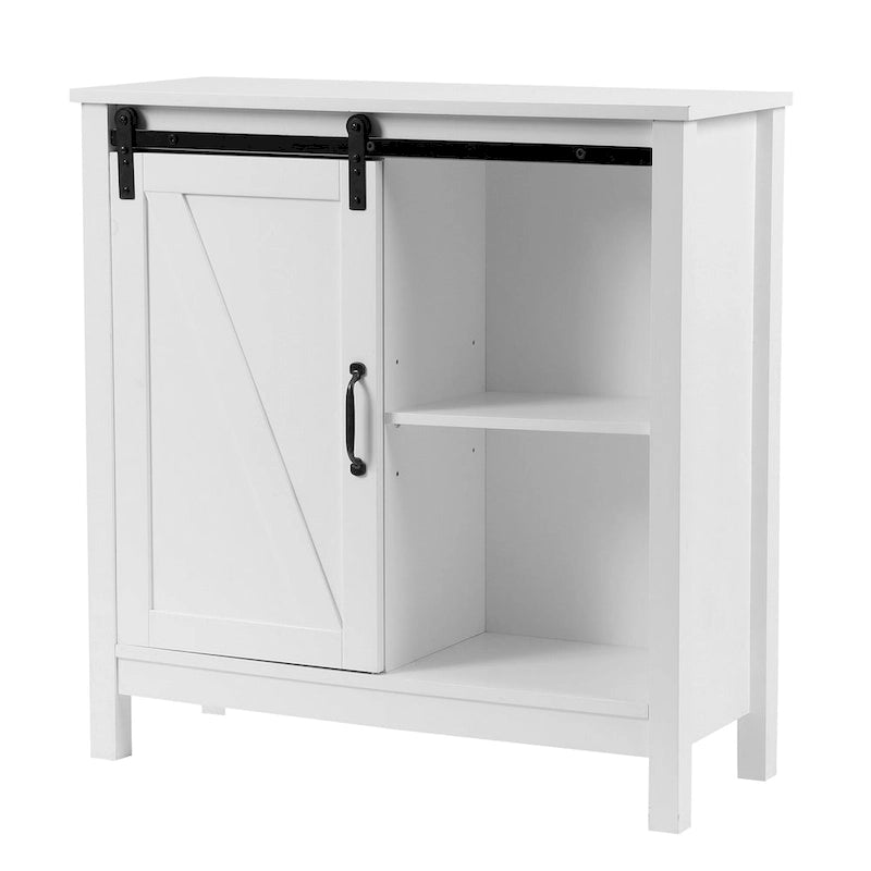 Mobiletto da bagno in legno MDF bianco con anta scorrevole