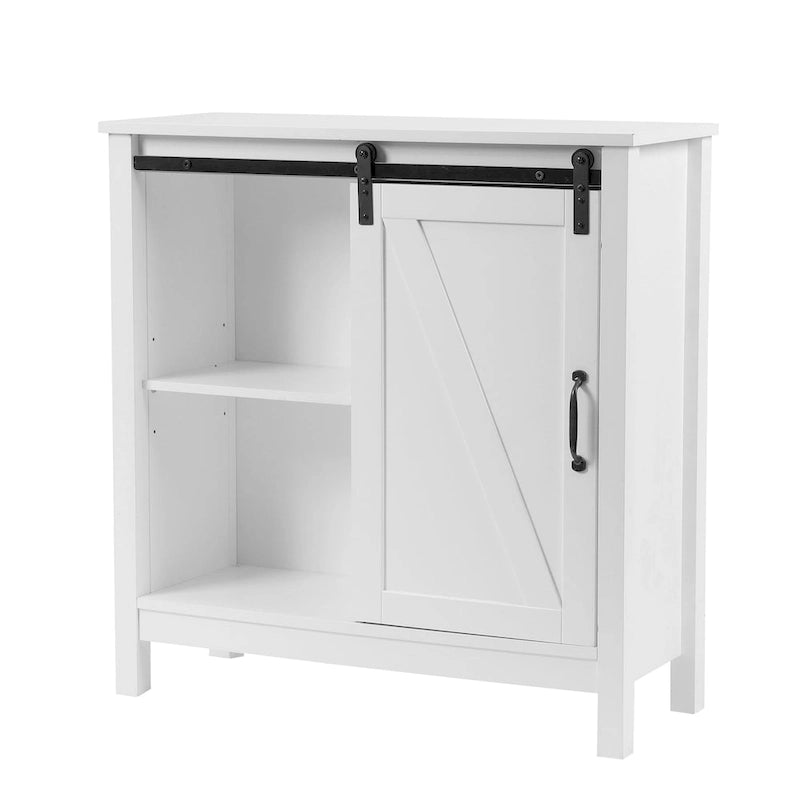 Mobiletto da bagno in legno MDF bianco con anta scorrevole