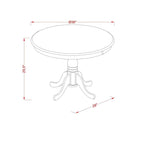 Tavolo da pranzo rotondo in legno massello con base a piedistallo, 91x91 cm