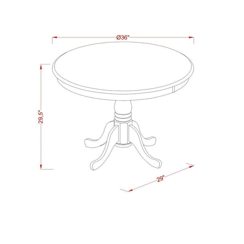 Tavolo da pranzo rotondo in legno massello con base a piedistallo, 91x91 cm