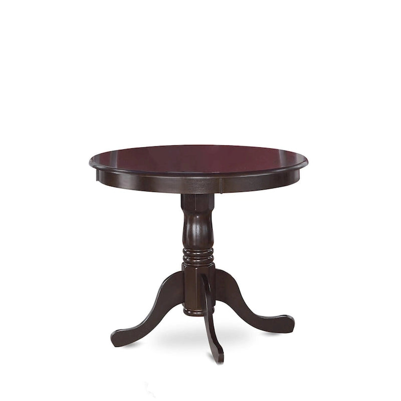 Tavolo da pranzo rotondo in legno massello con base a piedistallo, 91x91 cm