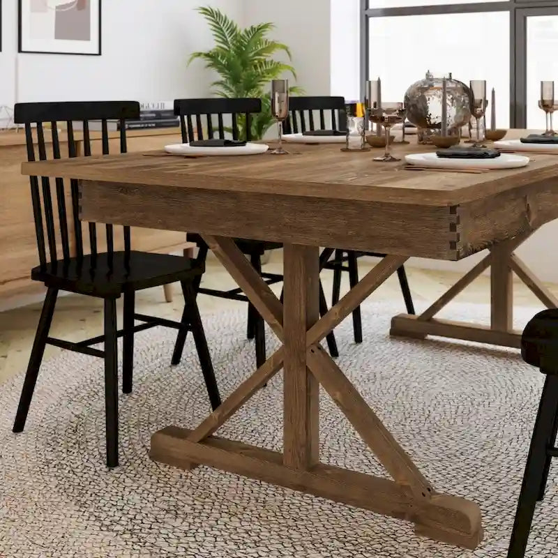 Tavolo da pranzo rettangolare pieghevole 2,1 m x 1 m con gambe a X