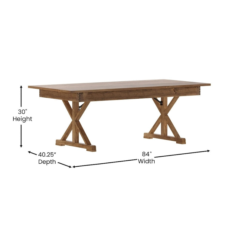 Tavolo da pranzo rettangolare pieghevole 2,1 m x 1 m con gambe a X