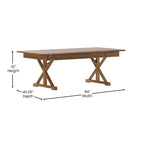 Tavolo da pranzo rettangolare pieghevole 2,1 m x 1 m con gambe a X