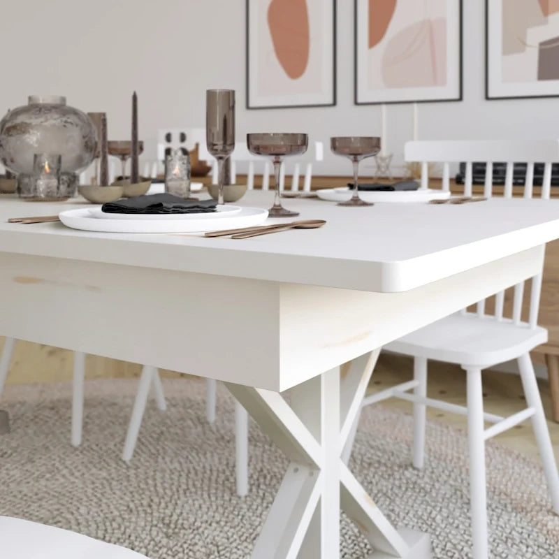Tavolo da pranzo rettangolare pieghevole 2,1 m x 1 m con gambe a X