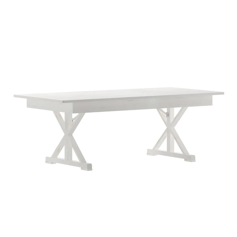 Tavolo da pranzo rettangolare pieghevole 2,1 m x 1 m con gambe a X