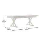 Tavolo da pranzo rettangolare pieghevole 2,1 m x 1 m con gambe a X
