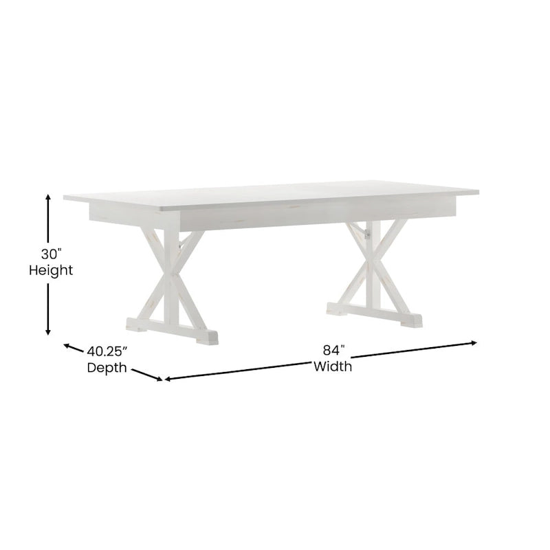 Tavolo da pranzo rettangolare pieghevole 2,1 m x 1 m con gambe a X