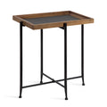 Tavolino d'appoggio in legno e ferro con piano in ardesia - 19.75x13.5x23.25