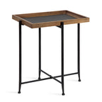 Tavolino d'appoggio in legno e ferro con piano in ardesia - 19.75x13.5x23.25