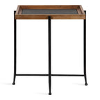 Tavolino d'appoggio in legno e ferro con piano in ardesia - 19.75x13.5x23.25