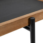 Tavolino d'appoggio in legno e ferro con piano in ardesia - 19.75x13.5x23.25
